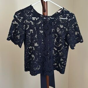 Navy blue lace top with camisole - perfect for holidays!